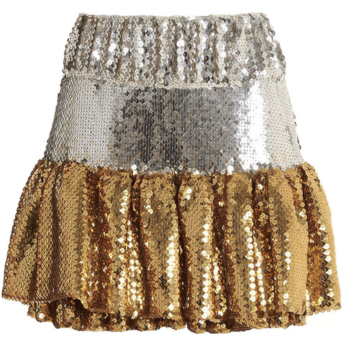 Многоярусная мини-юбка с пайетками