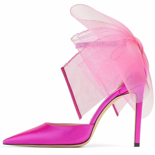 Розовые туфли-лодочки с большими бантами Averly 100 Розовые туфли-лодочки с большими бантами Averly 100