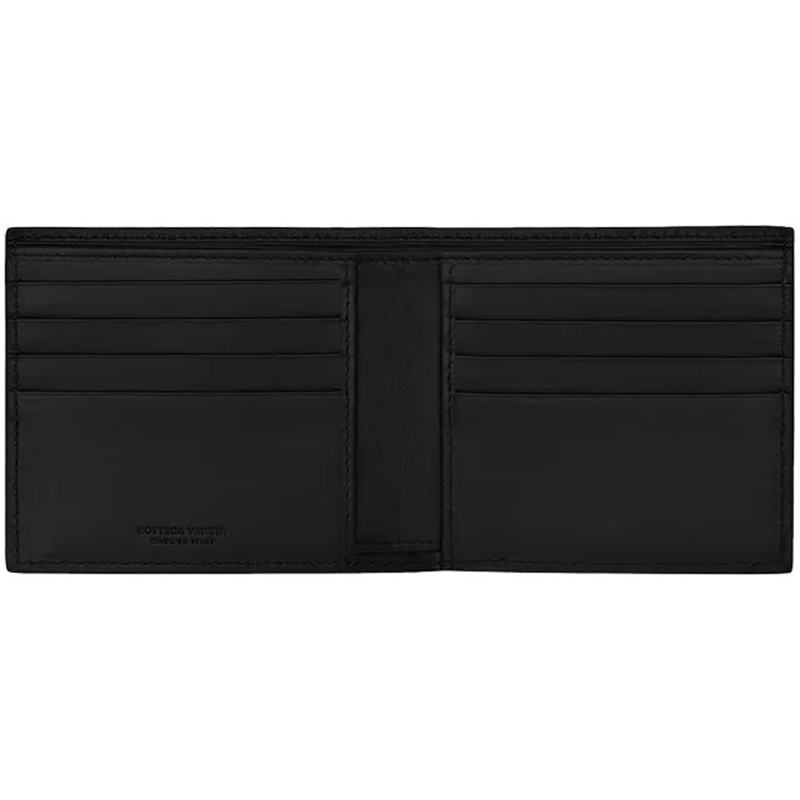 Чёрный бумажник из переплетённой кожи