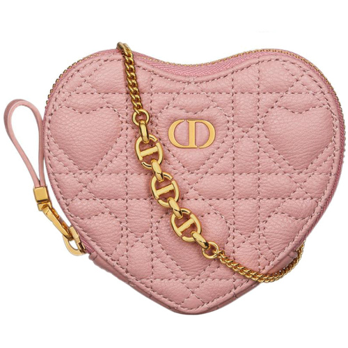 Маленькая сумка Caro Dioramour в форме сердца с цепочкой розовая