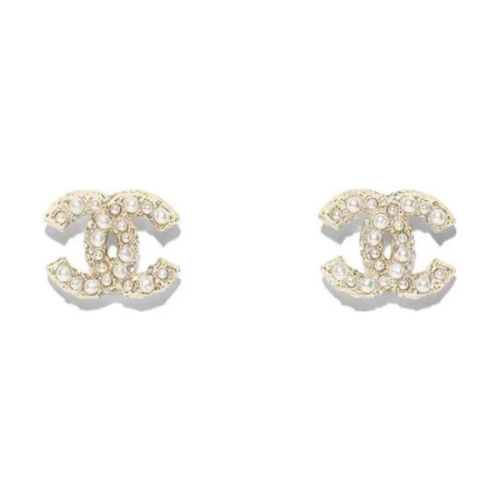 Жемчужные серьги-гвоздики с логотипом