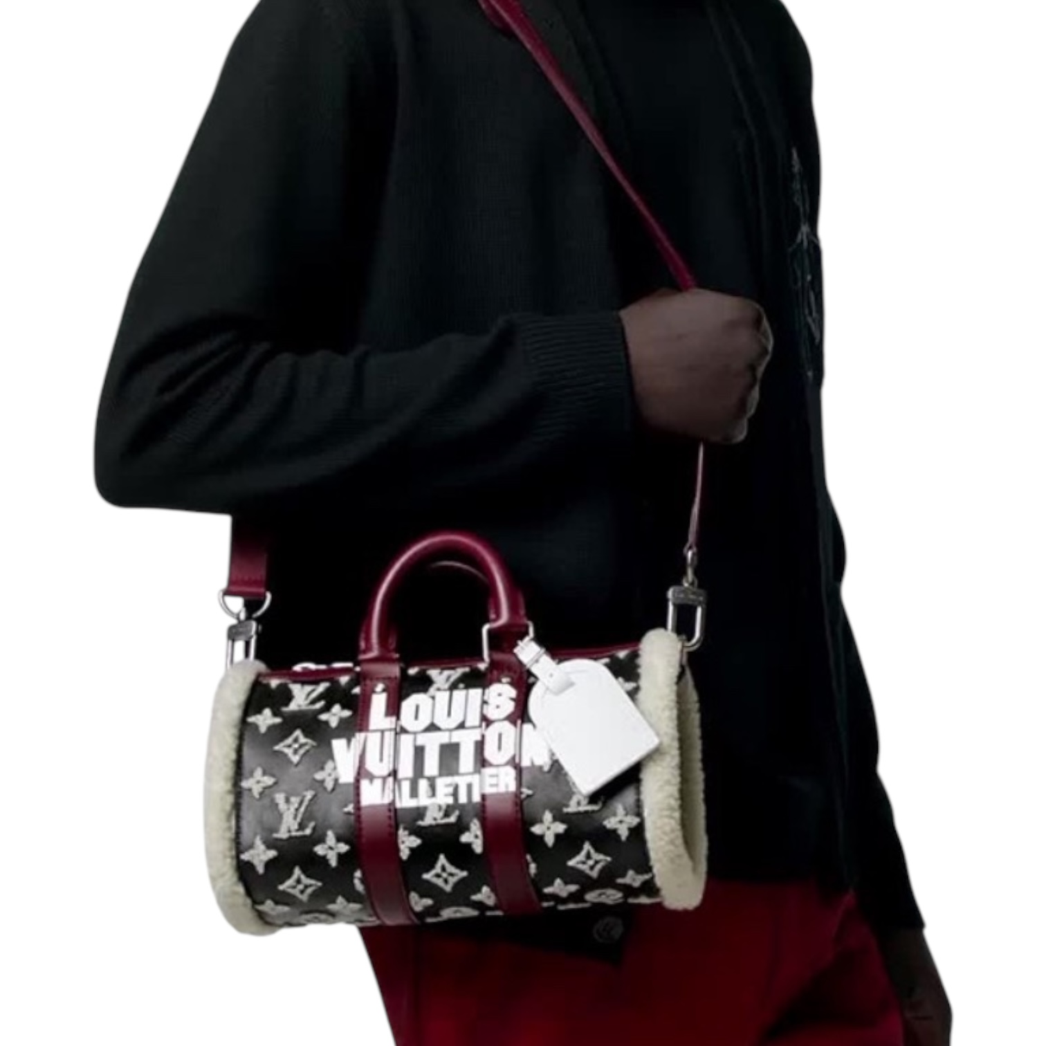 Сумка Keepall 25 с плечевым ремнём с логотипом и отделкой из овчины