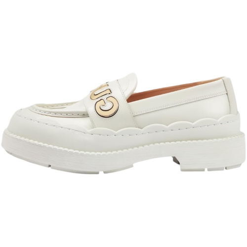 Белые лоферы с логотипом и рифленой подошвой