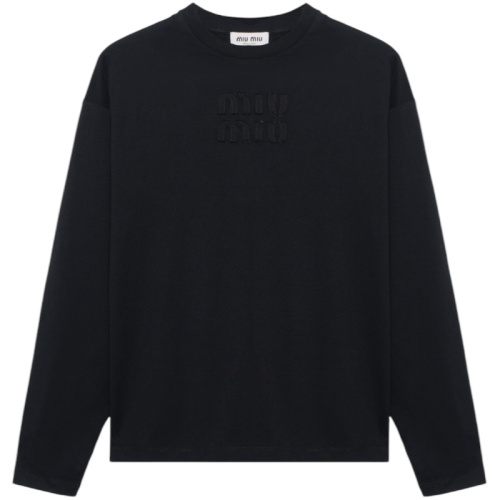 Чёрный лонгслив с вышитым логотипом