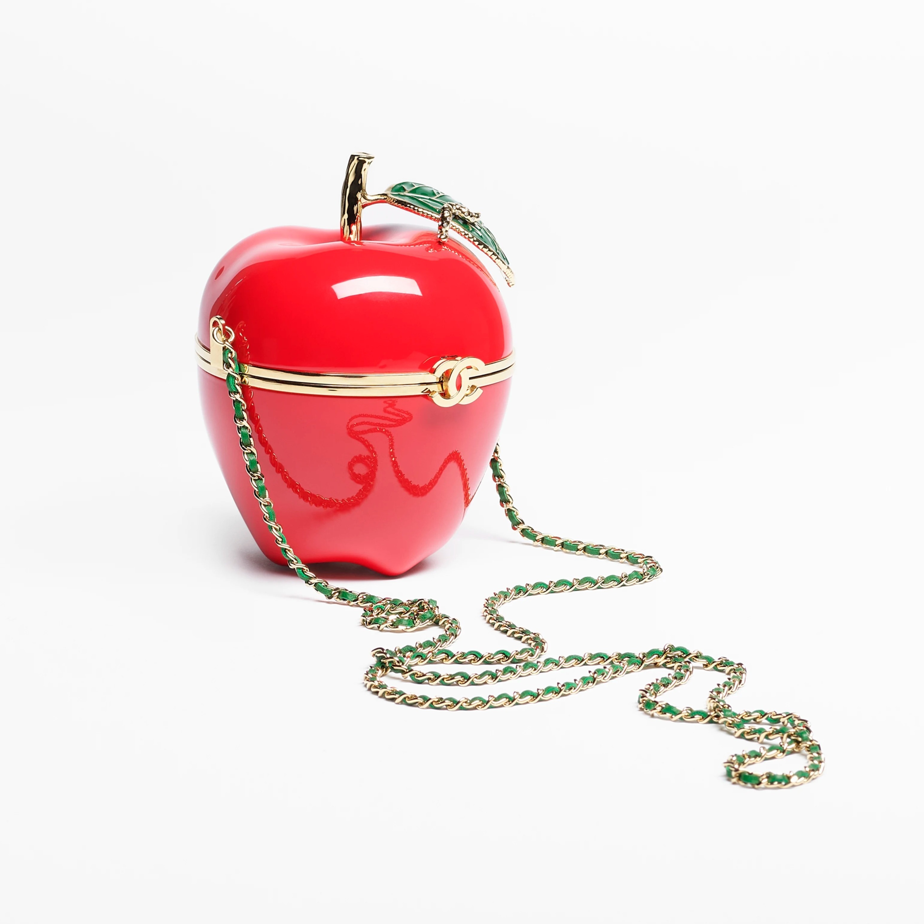 Коллекционная вечерняя сумка-минадьер Chanel Apple Minaudière красное яблоко