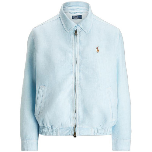 Куртка на молнии из светло-голубого льна