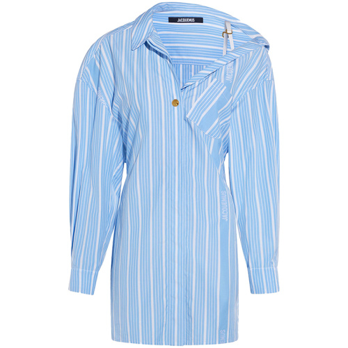 Голубое хлопковое платье в полоску