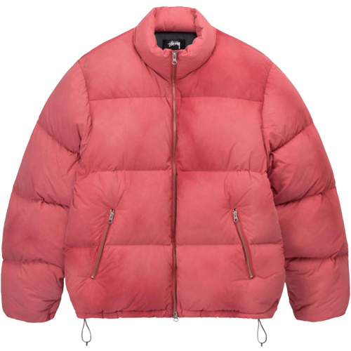 Красный пуховик из переработанного нейлона FW22 тай-дай