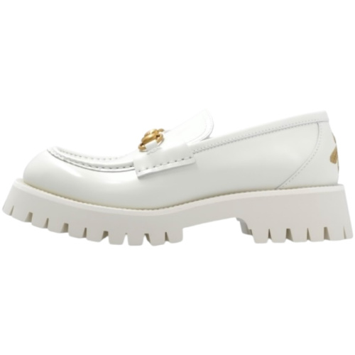 Белые лоферы Horsebit с пчелой на заднике