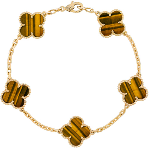 Браслет Van Cleef & Arpels Vintage Alhambra, 5 motifs Tiger Eye