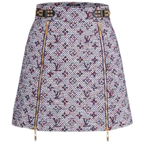 Сиреневая твидовая юбка с монограммой