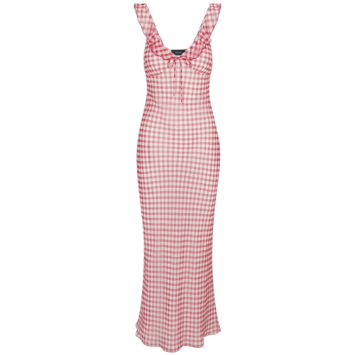 Шёлковый красный сарафан в клетку The Heidi in Rouge Gingham