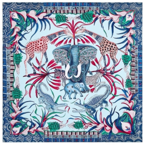 Шёлковый платок La Marche du Zambeze голубой 90