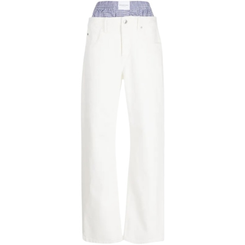 Белые многослойные джинсы прямого кроя