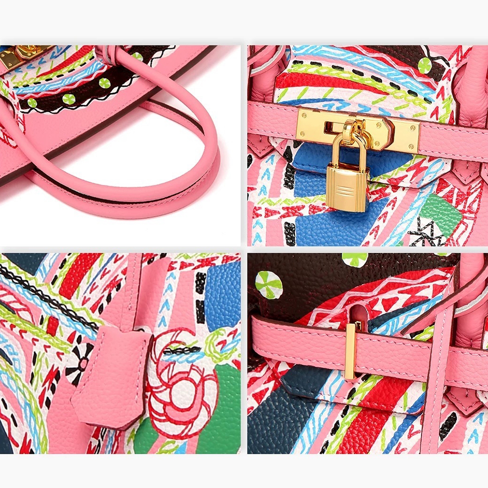 Розовая сумка Hermès Birkin с принтом лошади 35