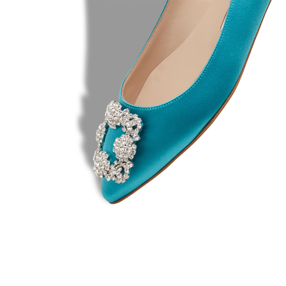 Бирюзовые сатиновые балетки Hangisi