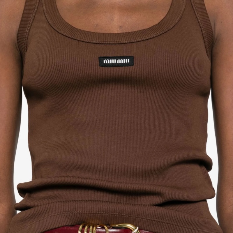 Коричневая майка из ребристого джерси Costina