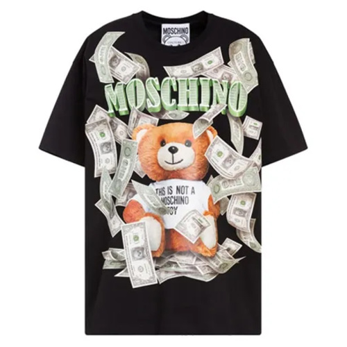 Чёрная хлопковая футболка с принтом Dollar Teddy Bear