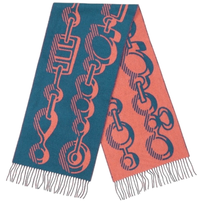 Кашемировый шарф Casaque Do Re Boucles Muffler синий/бархатисто-розовый