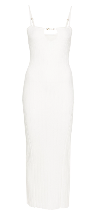 Белое трикотажное платье миди на бретельках La Robe Sierra