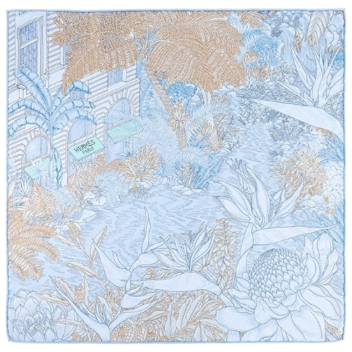 Шёлковый платок Faubourg Tropical Detail голубой 45