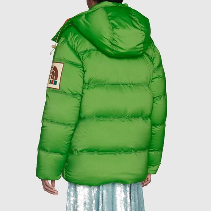GUCCI x THE NORTH FACE Женский пуховик с капюшоном зелёный