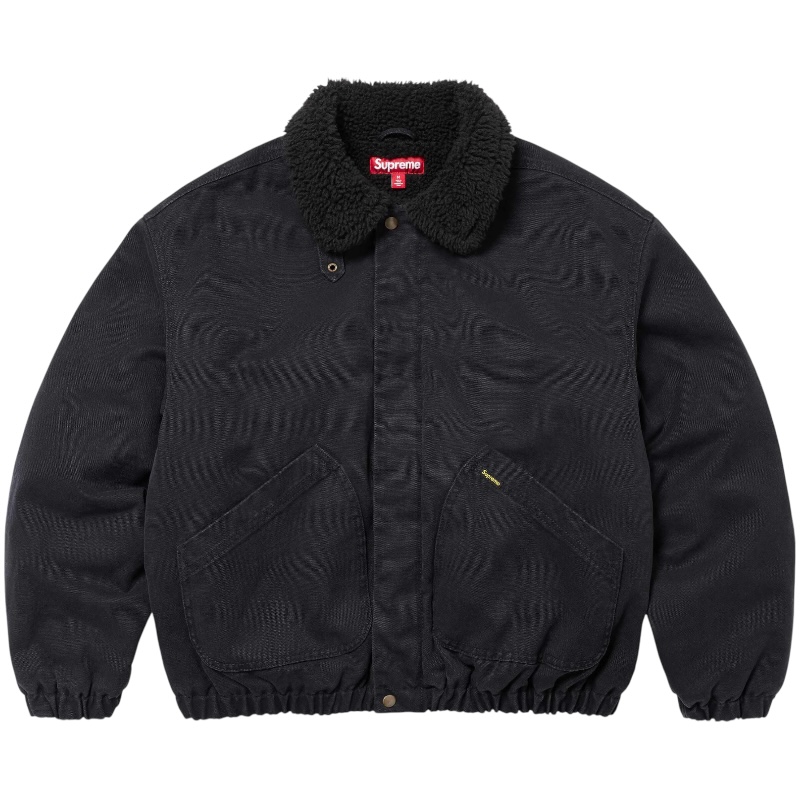 Чёрная куртка-бомбер с подкладкой из искусственной овчины FW24