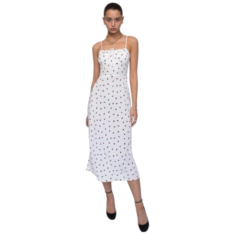 Шёлковое платье The Alba in White Strawberry