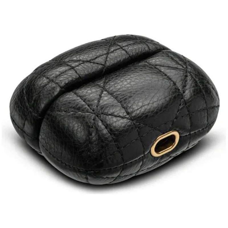 Чёрный кожаный чехол для наушников AirPods Pro на цепочке