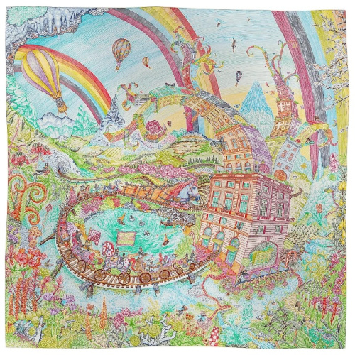 Шёлковый платок Les Folies du Faubourg 90 мульти