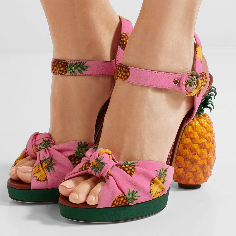 Розовые босоножки с ананасами Dolce & Gabbana Keira
