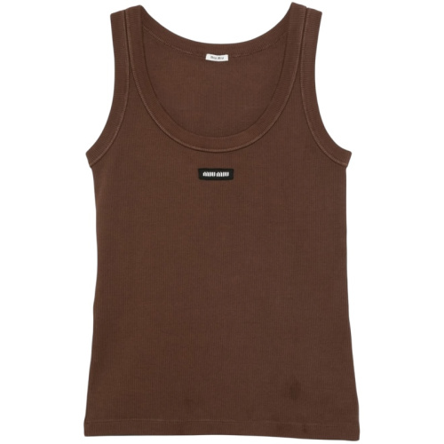 Коричневая майка из ребристого джерси Costina