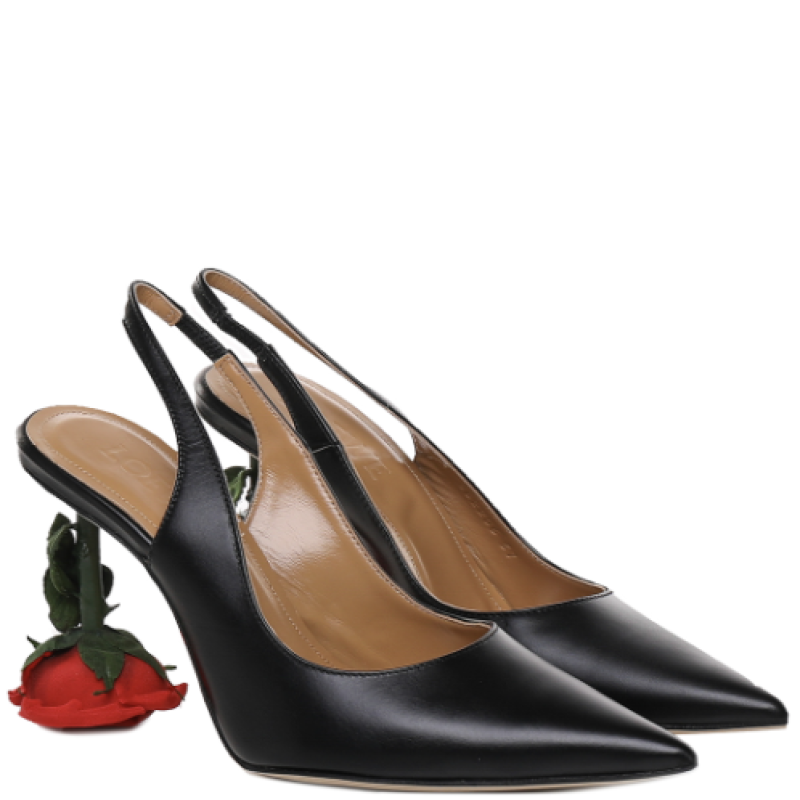 Кожаные туфли-слингбеки с каблуком в виде розы
