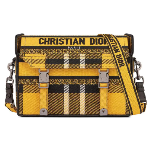 Жёлтая сумка через плечо в клетку DiorCamp Check'n'Dior