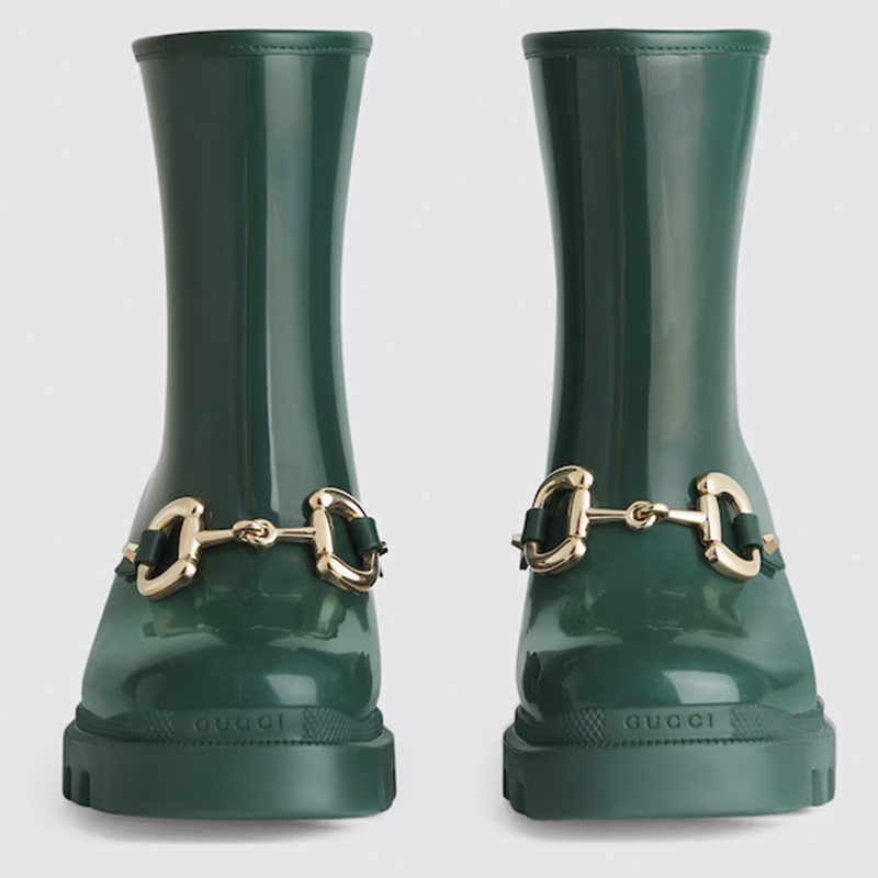 Зелёные резиновые полусапоги Horsebit