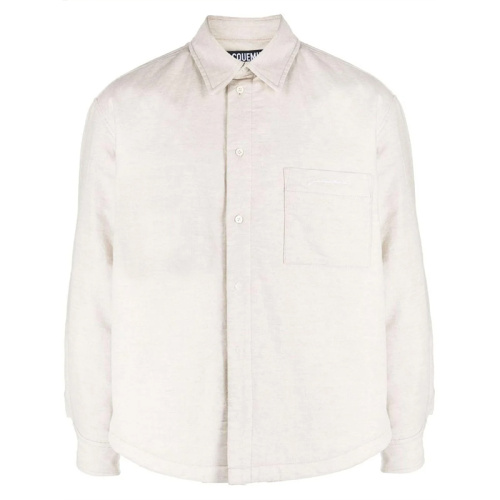 Мужская куртка с вышитым логотипом и застёжкой на пуговицы экрю