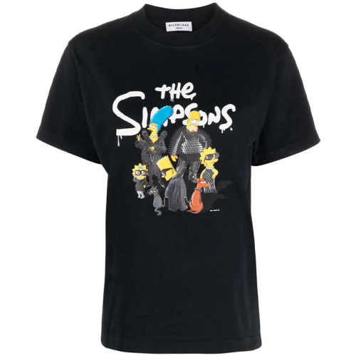 Чёрная хлопковая футболка Balenciaga x The Simpsons