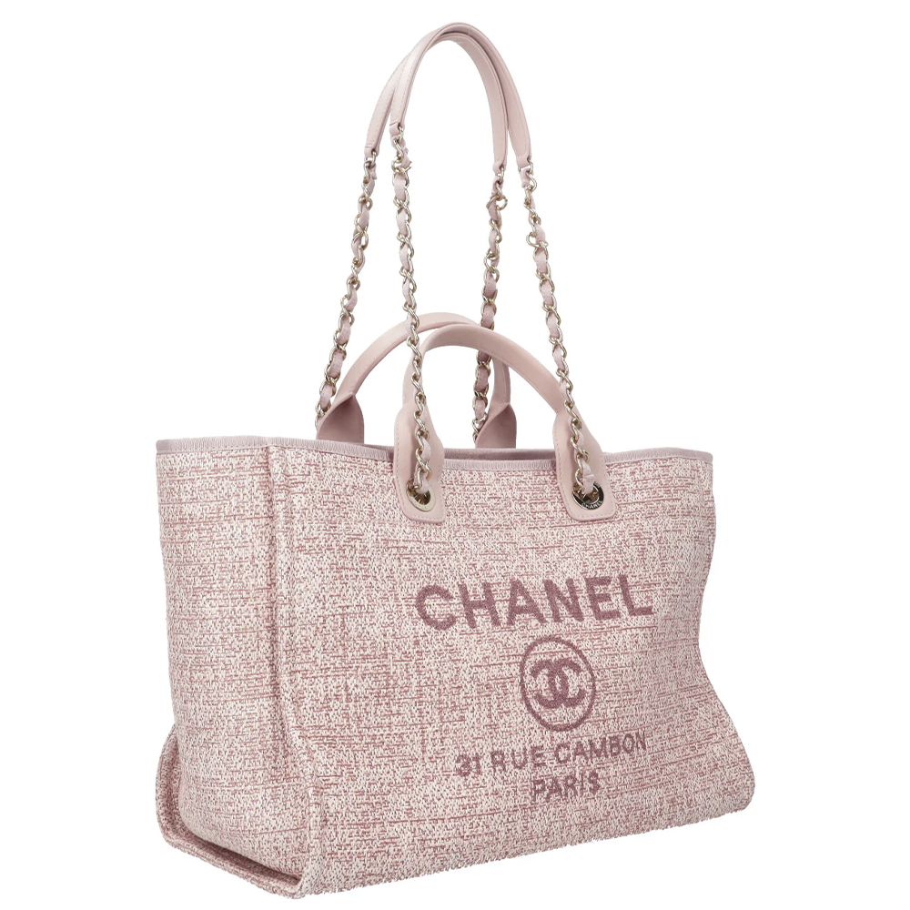 Розовая твидовая сумка-тоут CHANEL Deauville среднего размера