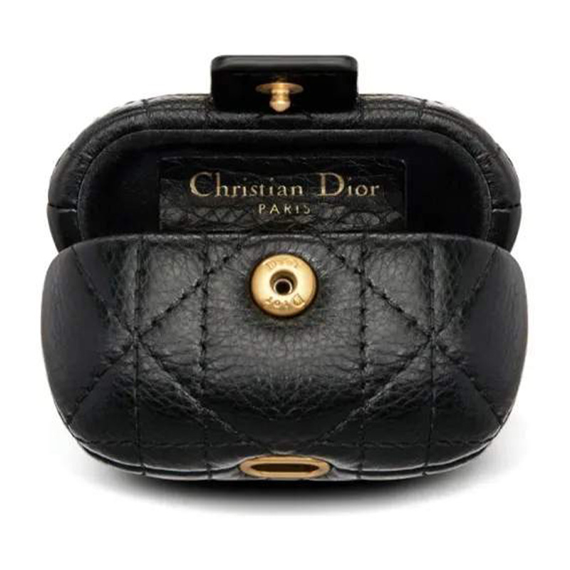 Чёрный кожаный чехол для наушников AirPods Pro на цепочке