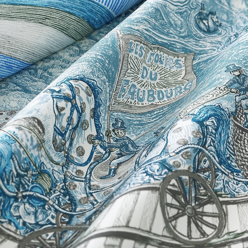 Шёлковый платок Les Folies du Faubourg 90 синий