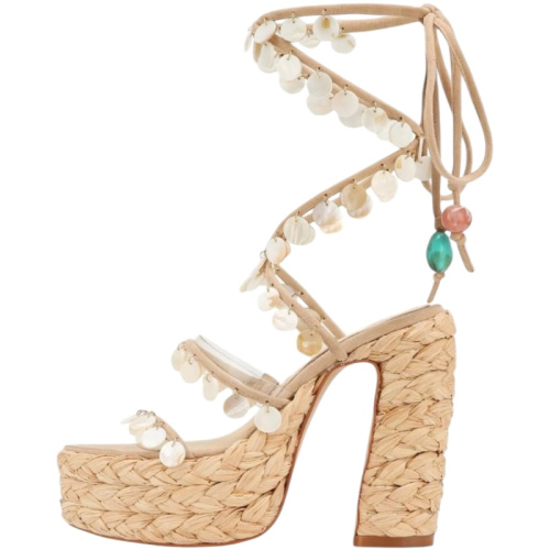 Босоножки на каблуке из рафии Fantastic Natural Raffia