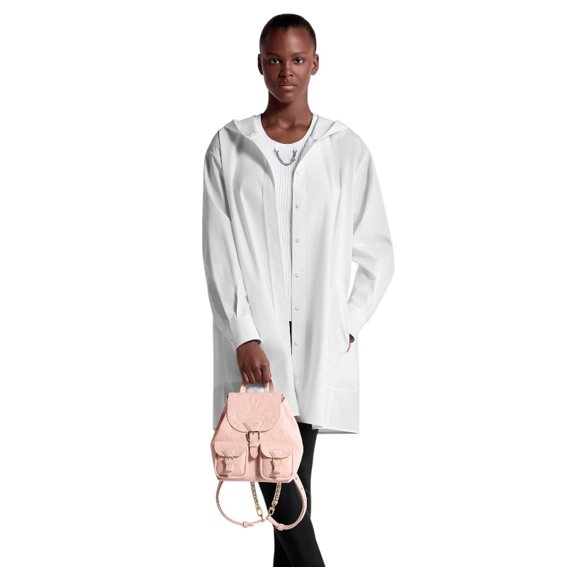 Кожаный розовый рюкзак Backup 