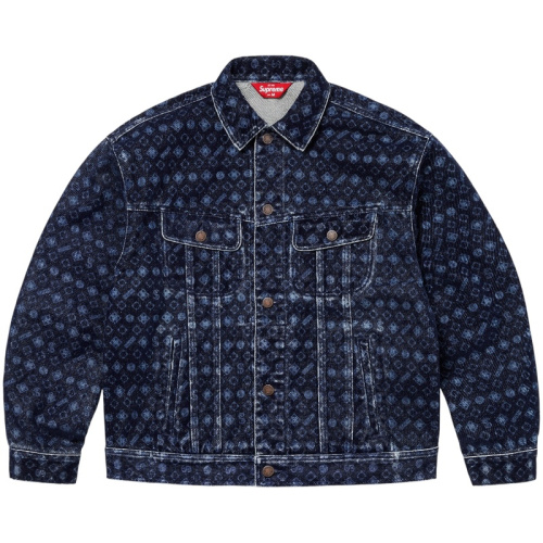 Синяя джинсовая куртка с узором из флока FW24