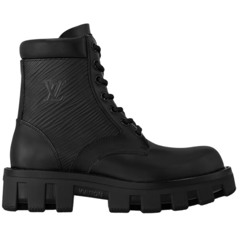 Чёрные ботинки-рейнджеры на шнуровке LV Checker 