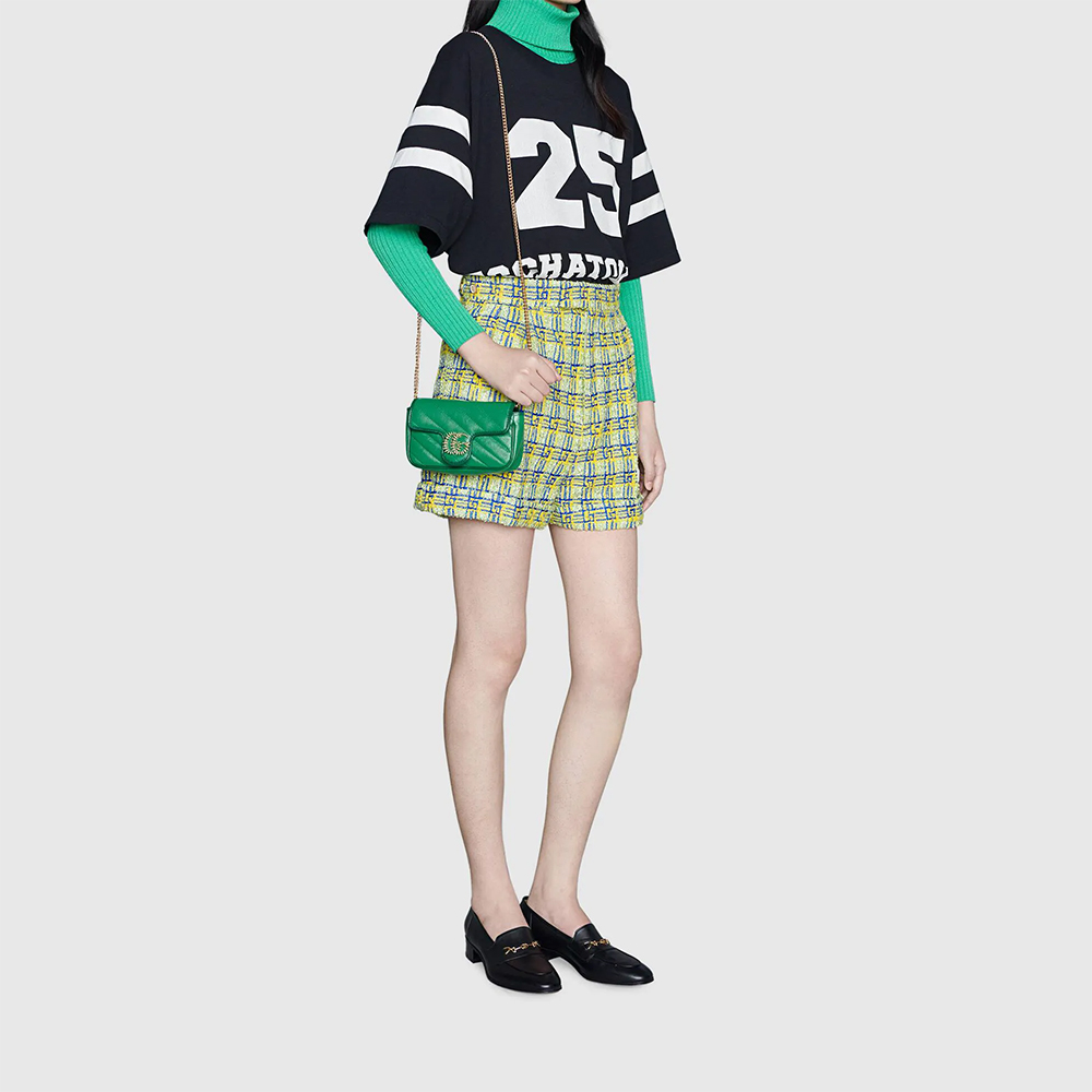 Зелёная сумка GG Marmont Super Mini