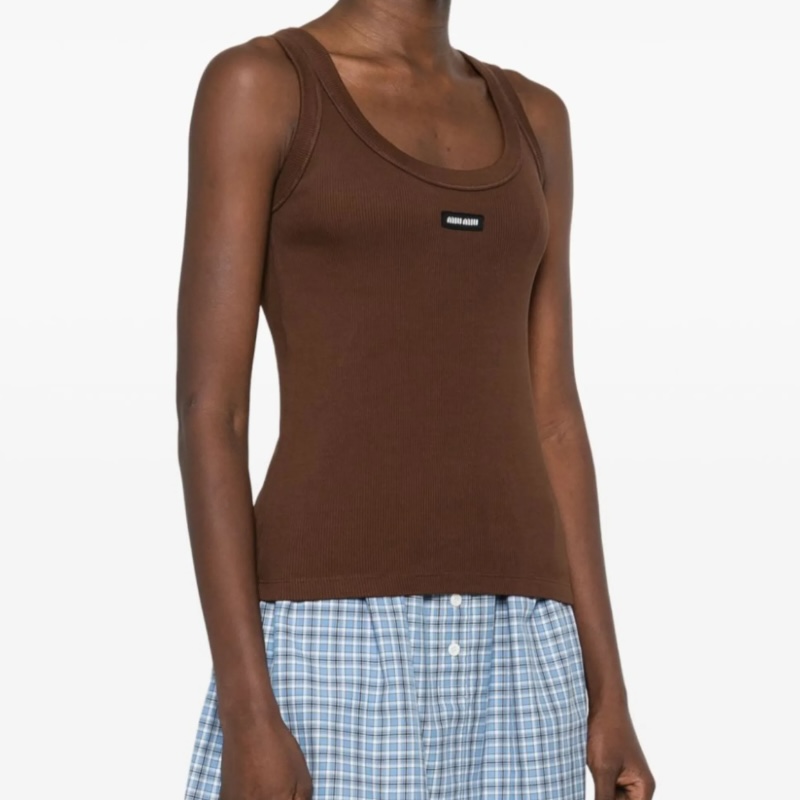 Коричневая майка из ребристого джерси Costina