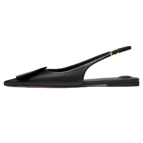 Кожаные чёрные балетки Les Slingbacks Duelo