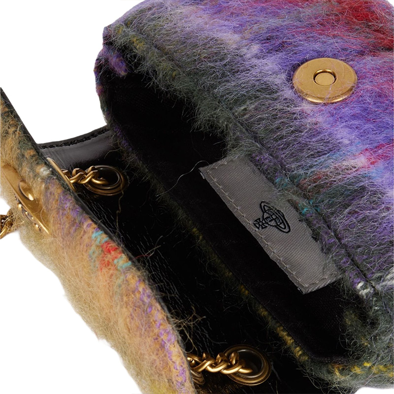 Маленькая сумка с цепочкой в клетку мульти