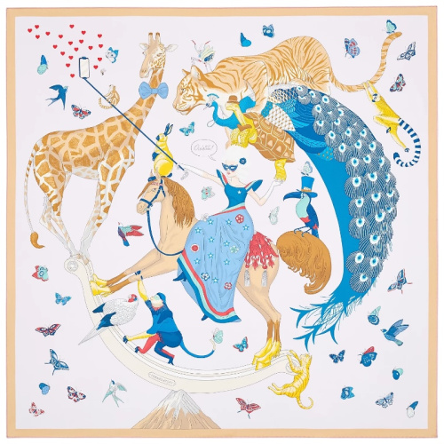 Шёлковый платок Hermes Story 90 светло-розовый