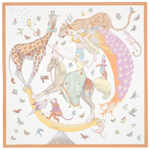 Шёлковый платок Hermes Story 90 белый